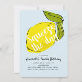 Knijp de dag citroen citrus blauwe verjaardag kaart (Voorkant)