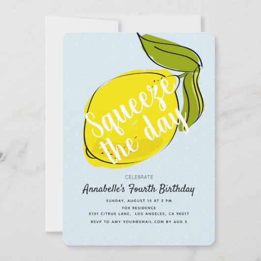 Knijp de dag citroen citrus blauwe verjaardag kaart (Voorkant)
