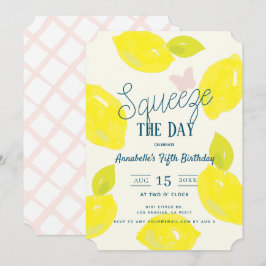 Knijp de dag citroen citrus meisje verjaardag kaart