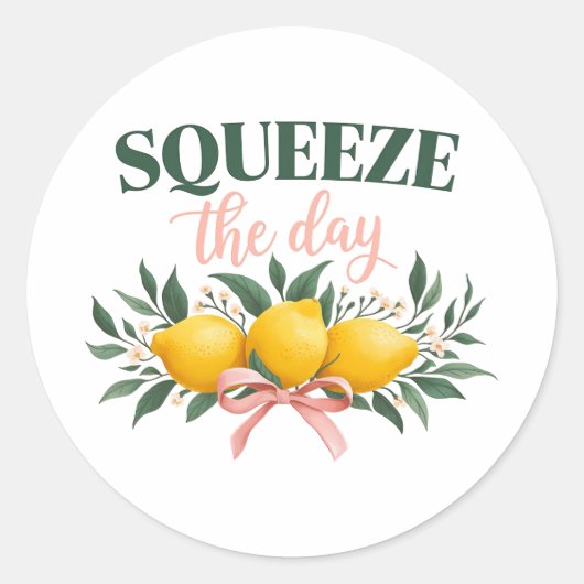Knijp de dag  Citroen Quote Ronde Sticker (Voorkant)