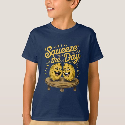 "Knijp de dag" Lemon Motivatie T-shirt (Voorkant)