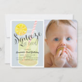 Knijp de dag limonade pot 1e verjaardag foto kaart (Voorkant)