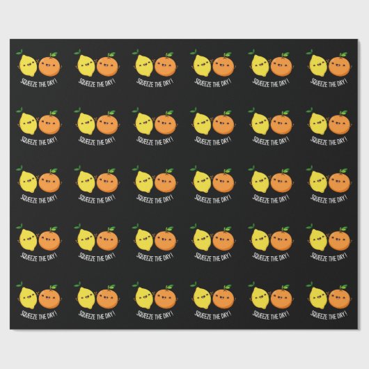 Knijp de dag Positieve Fruit Pun Dark BG Cadeaupapier (Vlak)