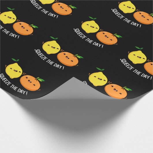 Knijp de dag Positieve Fruit Pun Dark BG Cadeaupapier (Hoek)