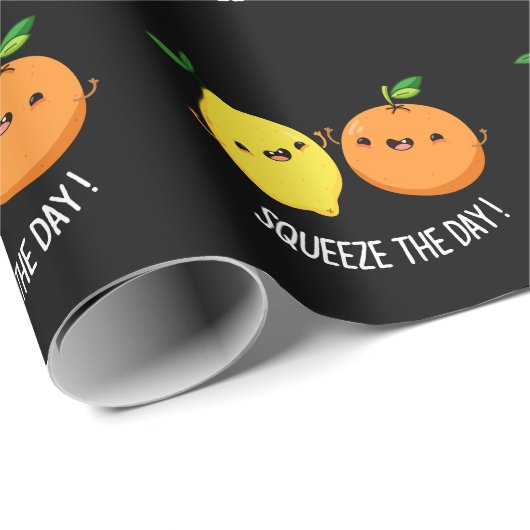 Knijp de dag Positieve Fruit Pun Dark BG Cadeaupapier (Rol Hoek)