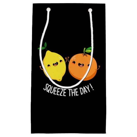 Knijp de dag Positieve Fruit Pun Dark BG Klein Cadeauzakje (Voorkant)