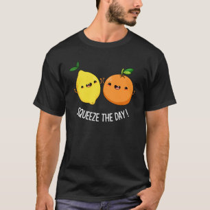 Knijp de dag Positieve Fruit Pun Dark BG T-shirt