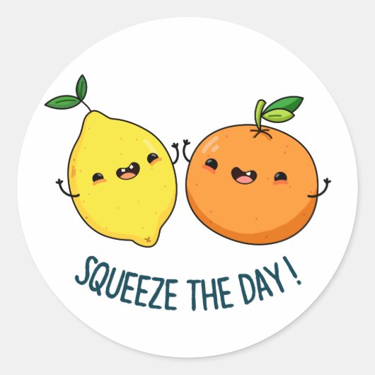 Knijp de dag positieve fruitwoordspeling ronde sticker (Voorkant)