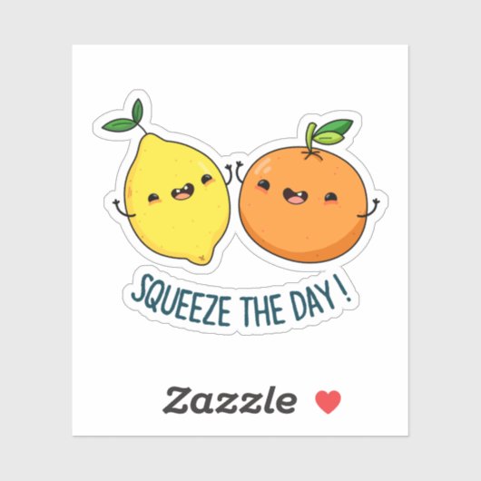 Knijp de dag positieve fruitwoordspeling sticker (Vel)