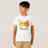 Knijp de dag positieve fruitwoordspeling t-shirt (Voorkant volledig)