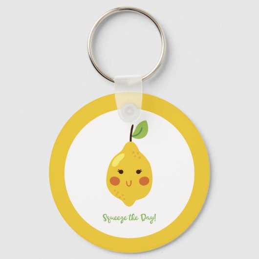Knijp de dag Punny Lemon Yellow Sleutelhanger (Voorkant)