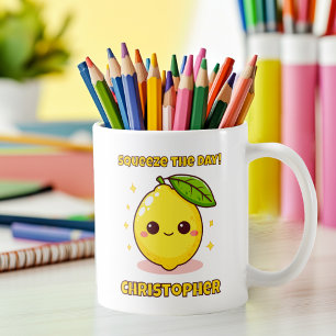 Knijp de dag Schattige Kawaii Lemon gepersonalisee Koffiemok