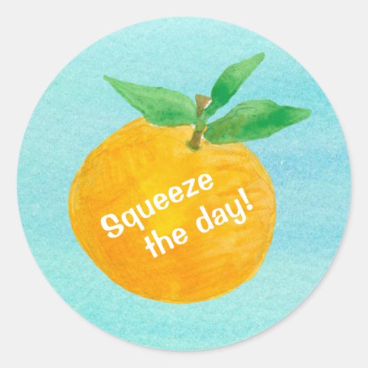 Knijp de dag tangerine fruit positieve woorden ronde sticker (Voorkant)