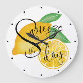 Knijp de dag tropische citroenen illustratie grote klok (Voorkant)