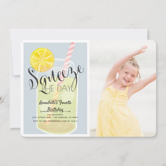 Knijp in de Day Lemonade Jar verjaardagsfoto Kaart (Voorkant)