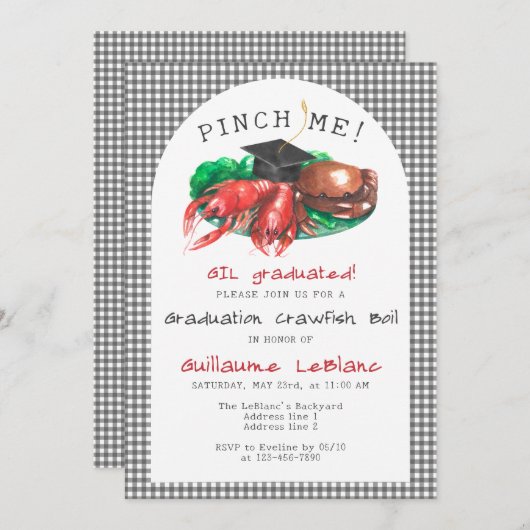 Knijp me! Funny Seafood Crawfish Boil Afstuderen Kaart (Voorkant / Achterkant)