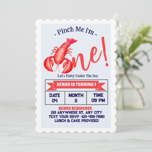 Knijp Me, Ik Ben Knapvis Jongen 1e Verjaardagsfees Kaart (Staand voorkant)