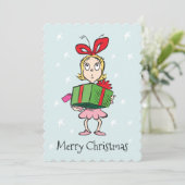 knijpen | Cindy-Lou Who - Holding Cadeau Feestdagenkaart (Staand voorkant)