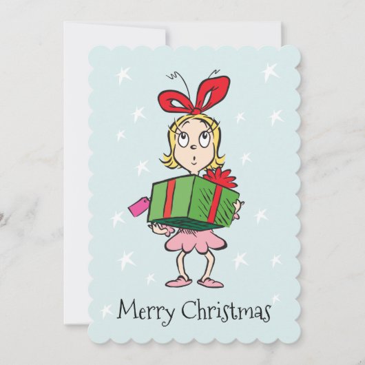 knijpen | Cindy-Lou Who - Holding Cadeau Feestdagenkaart (Voorkant)