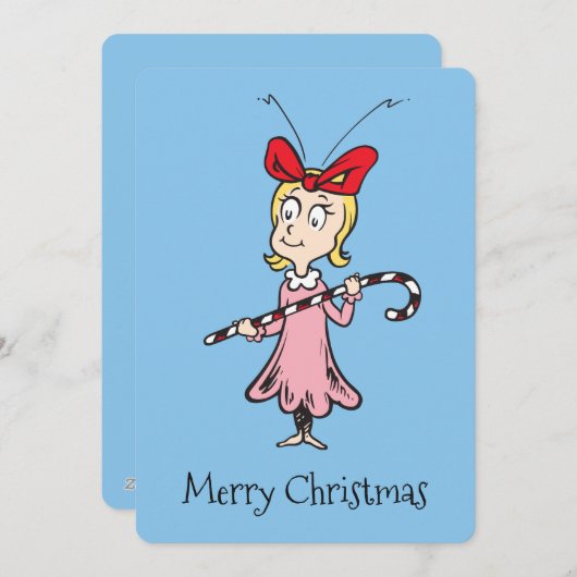 knijpen | Cindy-Lou Who - Met snoepriet Feestdagenkaart (Voorkant / Achterkant)