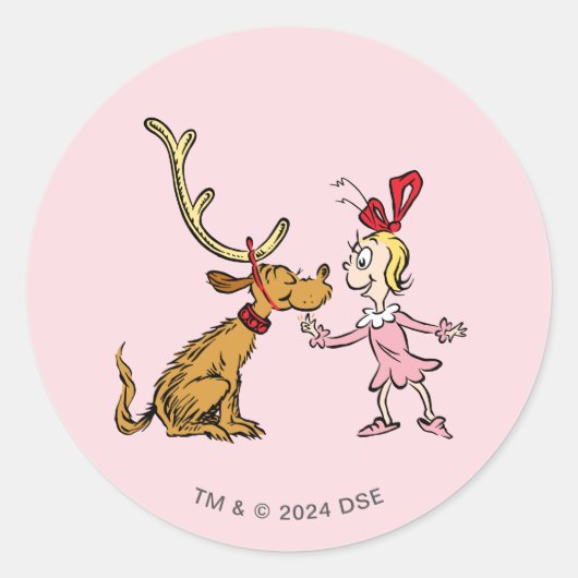 knijpen | Max & Cindy Lou Wie Ronde Sticker (Voorkant)