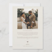 Knijpend hand getrokken lijn crème bruiloft foto bedankkaart (Achterkant)