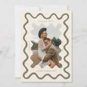 Knijpend hand getrokken lijn olijf groen bruiloft  bedankkaart (Voorkant)