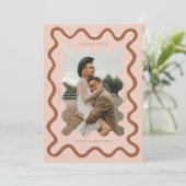 Knijpend hand getrokken lijn terracotta bruiloft f bedankkaart (Staand voorkant)