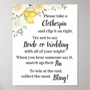 Knijper voor citroenen en rozen douchespelbord poster