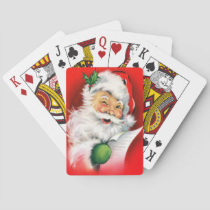 Knikkende Kerstman Kerstlijst Pokerkaarten