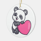 Knikkende Panda Met Roze Hart Keramisch Ornament (Links)