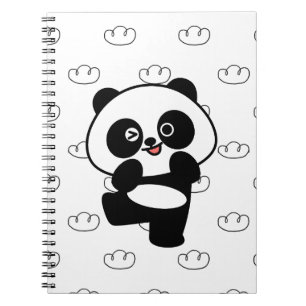 Knikkende Panda Wolk Patroon Kawaii Kunst Notitieboek