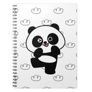 Knikkende Panda Wolk Patroon Kawaii Kunst Notitieboek