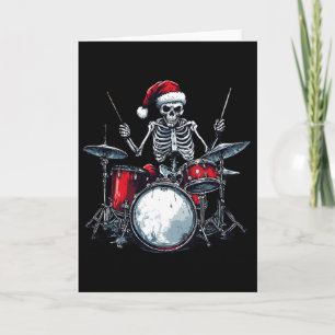 Knikkerende Kerstman die op trommel speelt Percuss Kaart