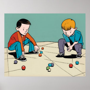 Knikkers spelen - Kind's Toys Poster