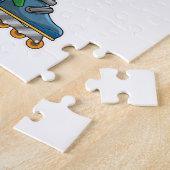 Knip als gealigneerde skater met gealigneerde scha legpuzzel (Zijkant)