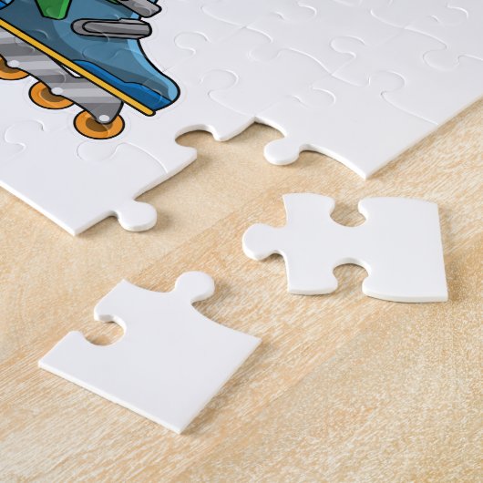 Knip als gealigneerde skater met gealigneerde scha legpuzzel (Zijkant)