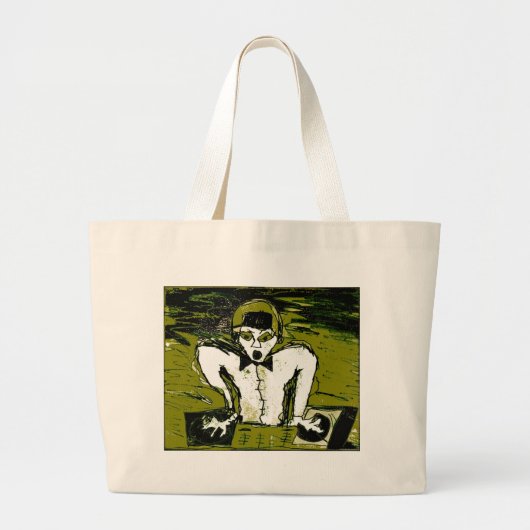 knip dj tekening graffiti grote tote bag (Voorkant)