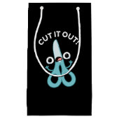 Knip het uit Grappige Schaar Puns Donker BG Klein Cadeauzakje (Voorkant)