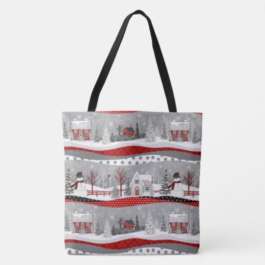Knip kerstpatchwork OVER HET AFDRUKTAS Tote Bag (Voorkant)