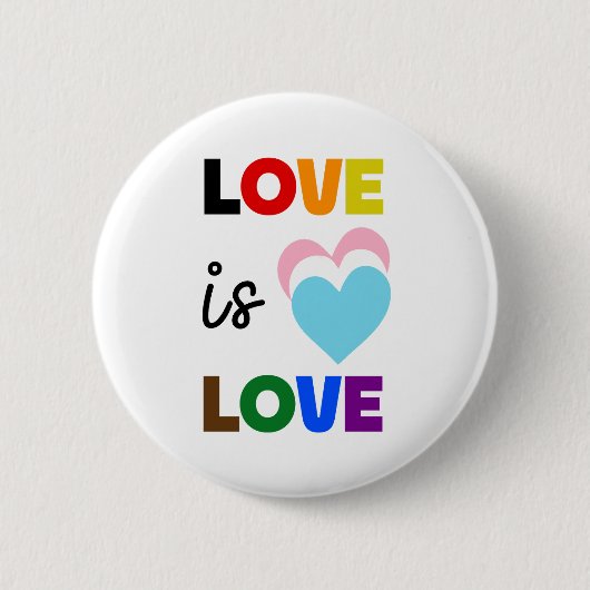 KNIP Knop 'LIEFDE IS LIEFDE' Ronde Button 5,7 Cm (Voorkant)