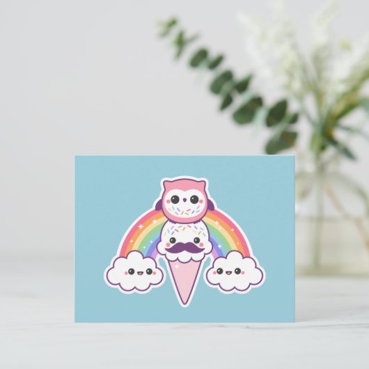 Knip omhoog met ijscream-kloon briefkaart (Staand voorkant)