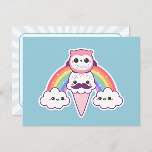 Knip omhoog met ijscream-kloon briefkaart (Voorkant / Achterkant)