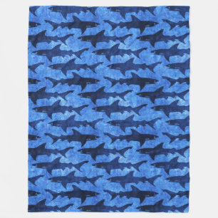 Knip omhoog met sommige haaien Funny Deep Zee Blue Fleece Deken