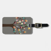 Knip Owl op boom | Achtergrond Bagagelabel (Voorkant horizontaal)