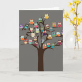 Knip Owl op boom | Achtergrond Kaart (Gele Bloem)