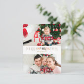 Knip Papier Effect Kerst Mis Foto Script Feestdagenkaart (Staand voorkant)