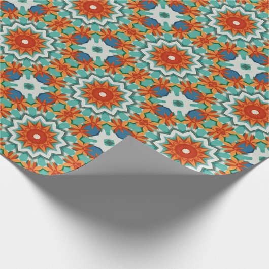 Knip papier Kirigami in turquoise, blauw en roest (Hoek)