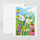 Knip Papieren Collage-Stijl Libel Briefkaart (Voorkant / Achterkant)