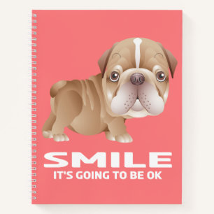 Knip puppy hond roze cartoon bulldog notitieboek